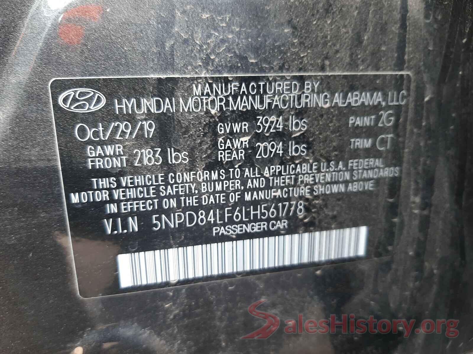 5NPD84LF6LH561778 2020 HYUNDAI ELANTRA