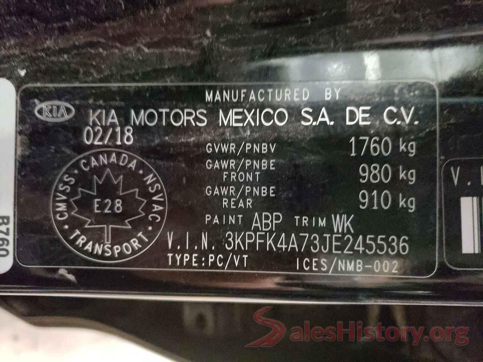 3KPFK4A73JE245536 2018 KIA FORTE