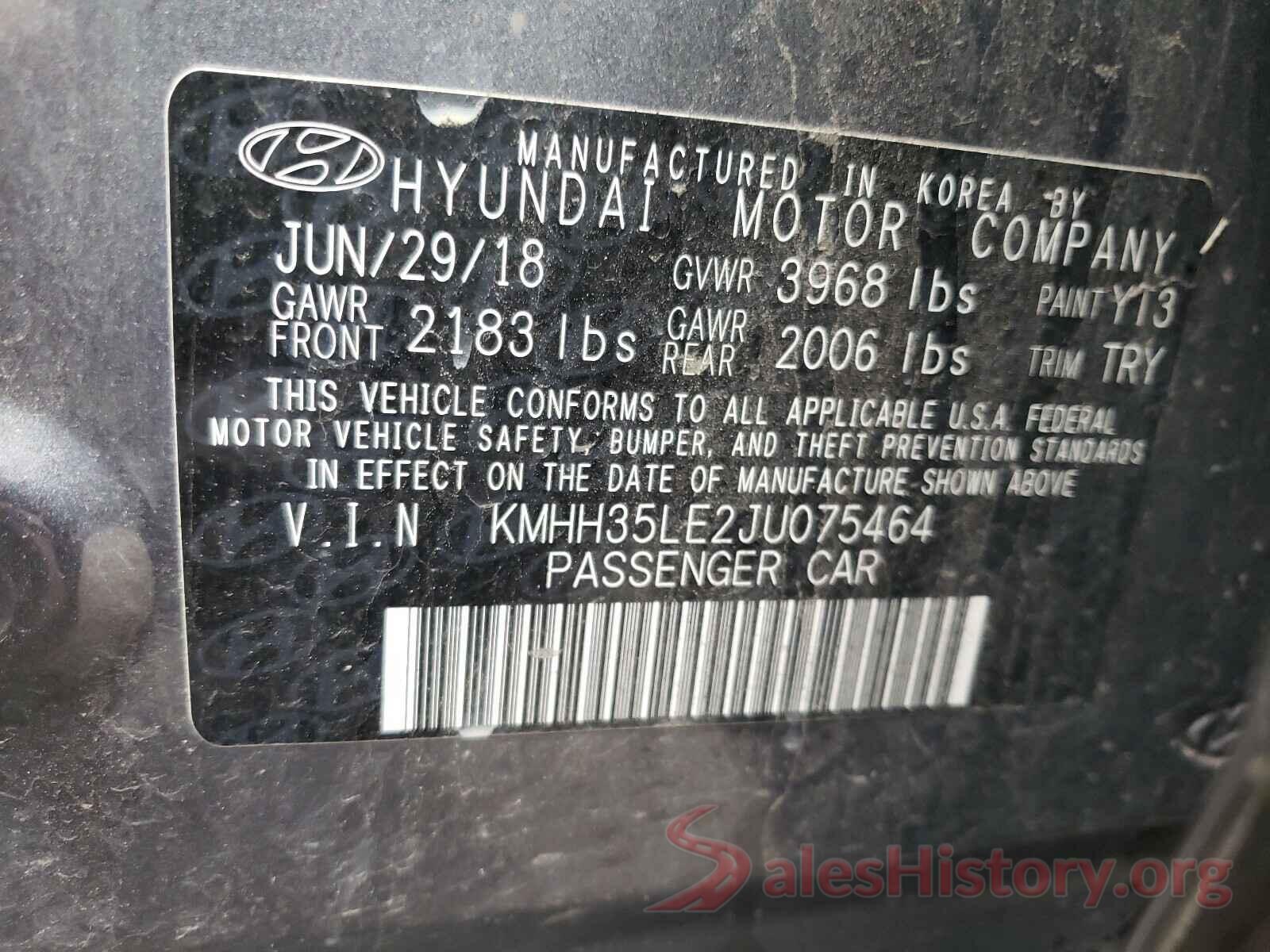 KMHH35LE2JU075464 2018 HYUNDAI ELANTRA