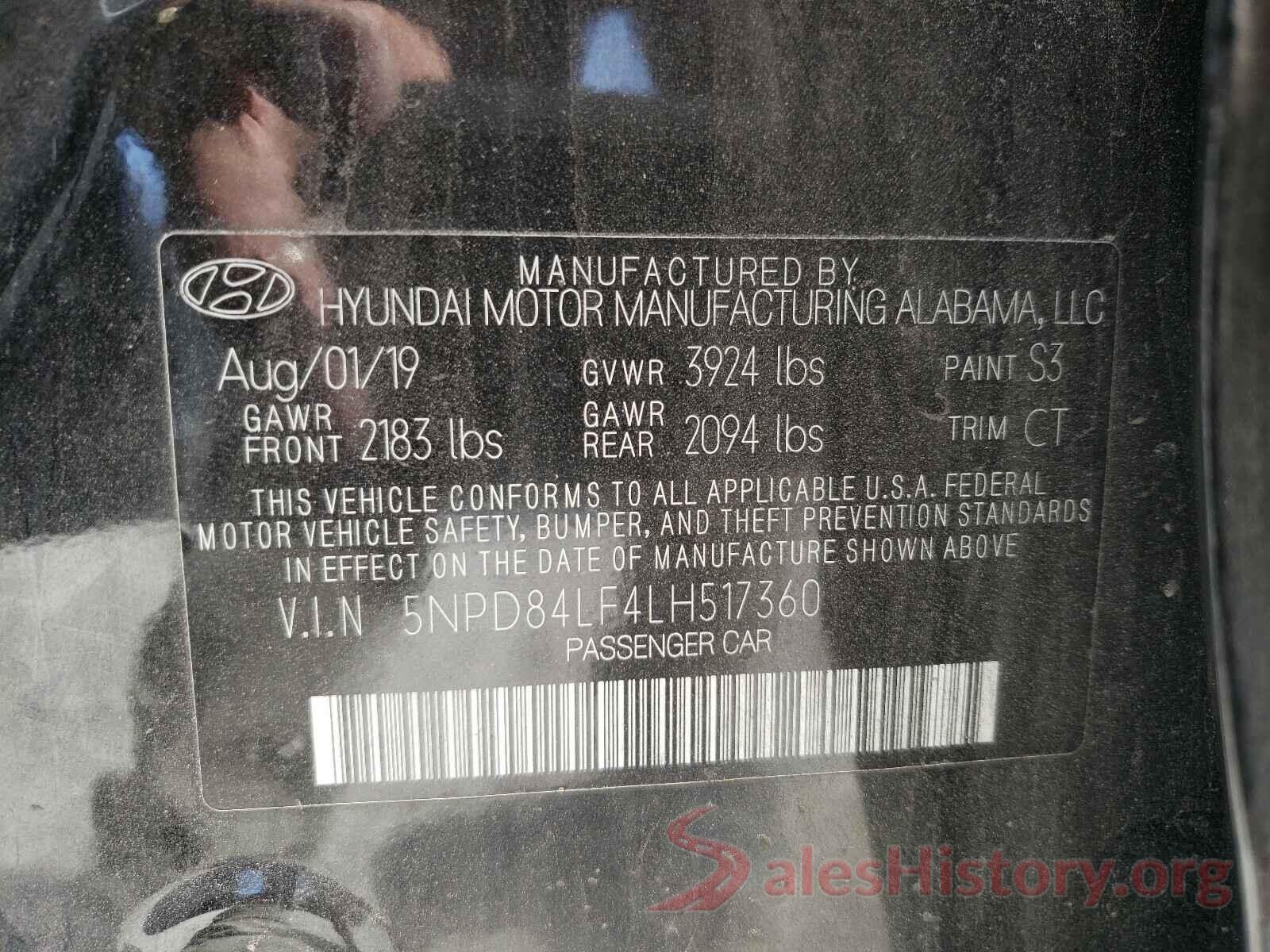 5NPD84LF4LH517360 2020 HYUNDAI ELANTRA