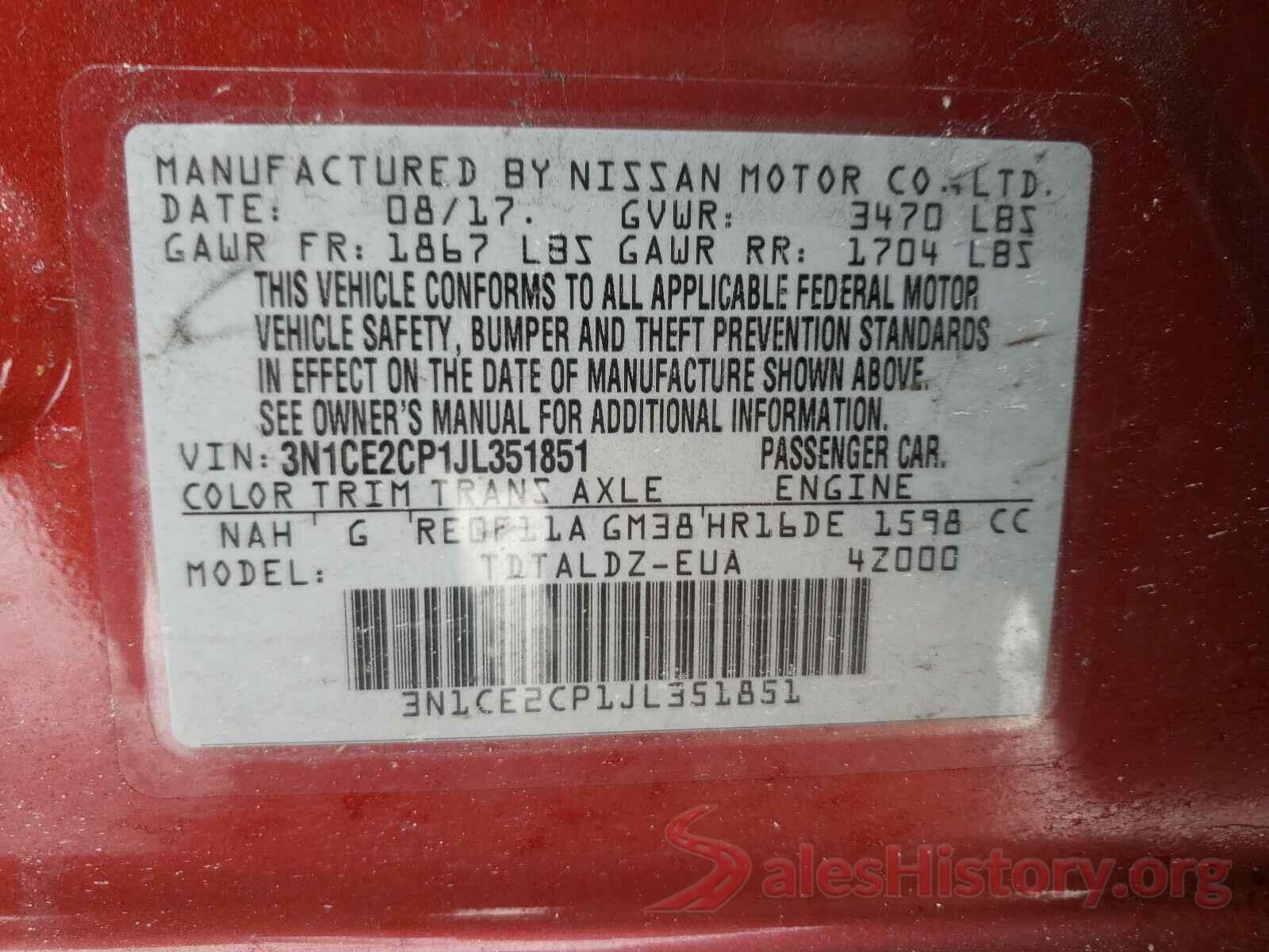 3N1CE2CP1JL351851 2018 NISSAN VERSA