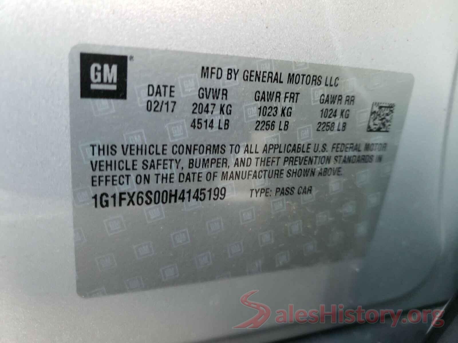 1G1FX6S00H4145199 2017 CHEVROLET BOLT