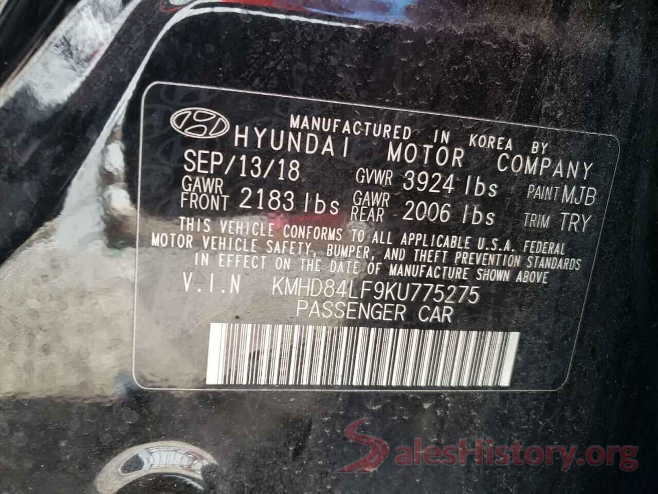 KMHD84LF9KU775275 2019 HYUNDAI ELANTRA