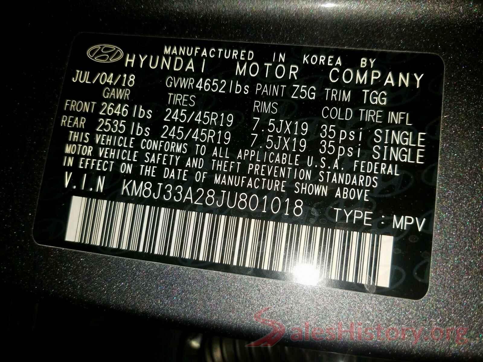 KM8J33A28JU801018 2018 HYUNDAI TUCSON