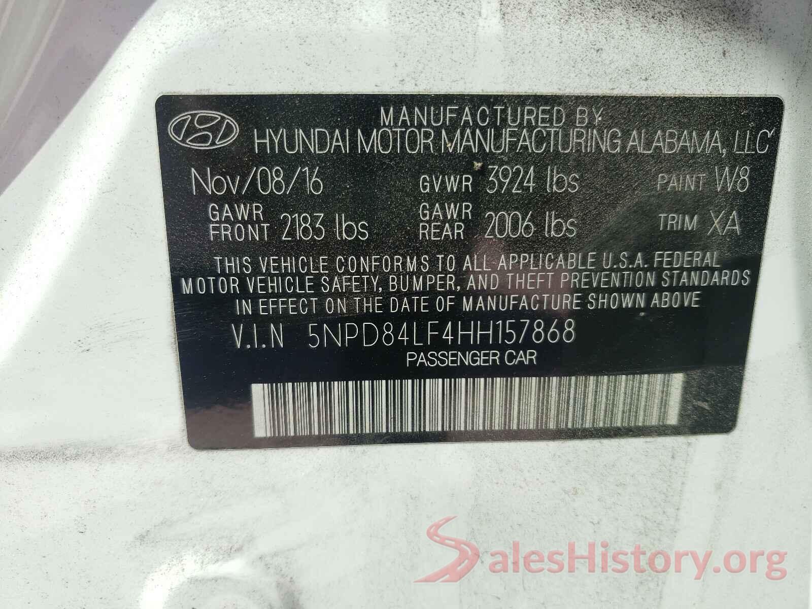 5NPD84LF4HH157868 2017 HYUNDAI ELANTRA