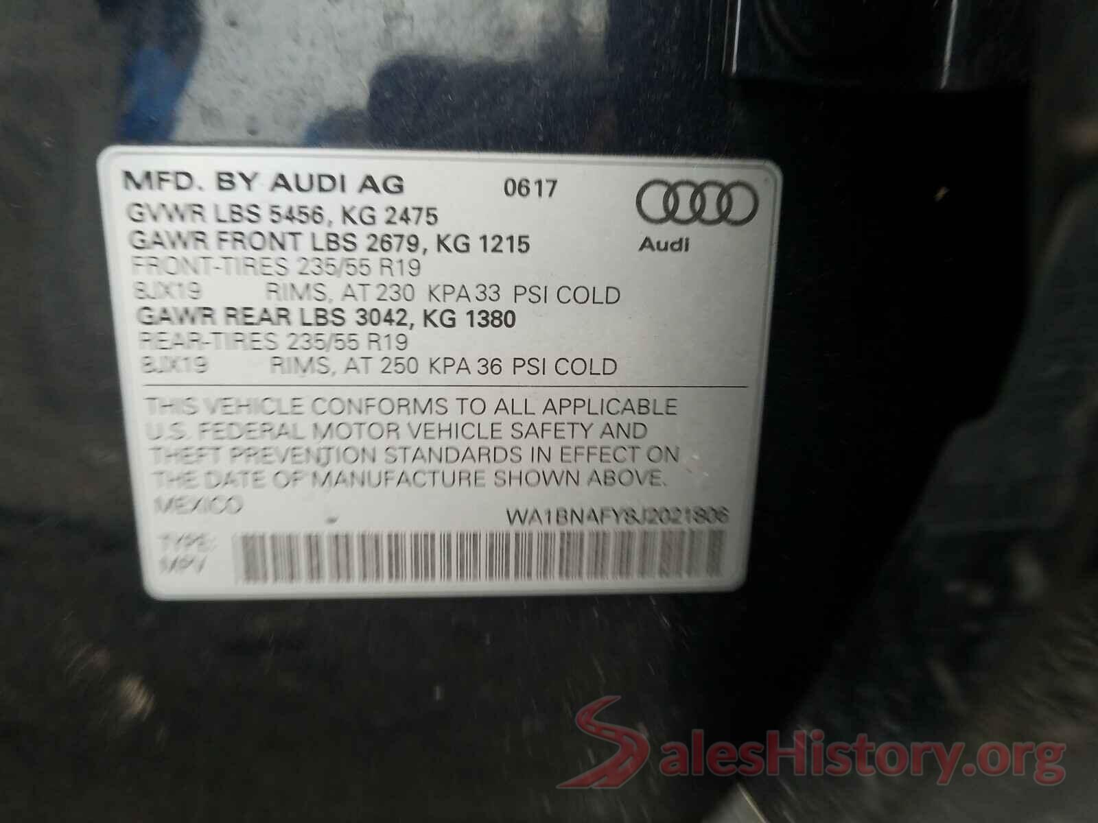 WA1BNAFY8J2021806 2018 AUDI Q5