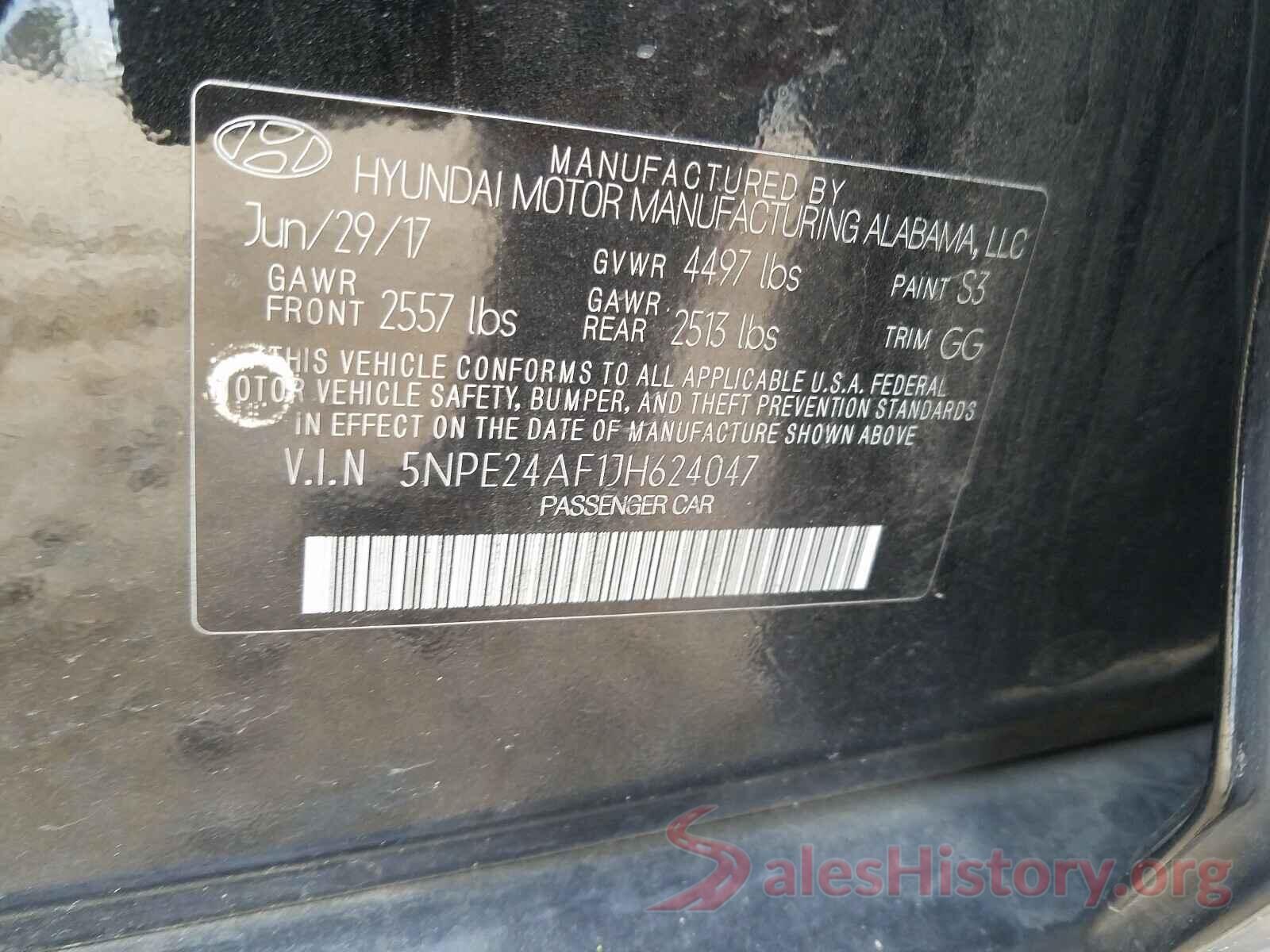 5NPE24AF1JH624047 2018 HYUNDAI SONATA