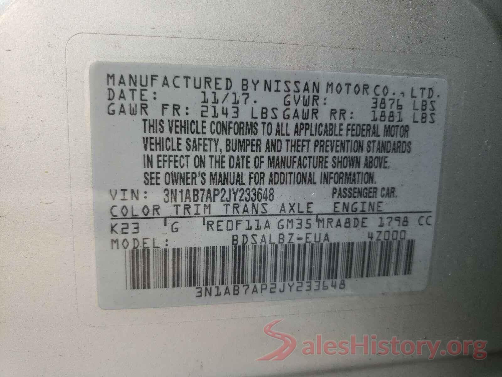 3N1AB7AP2JY233648 2018 NISSAN SENTRA