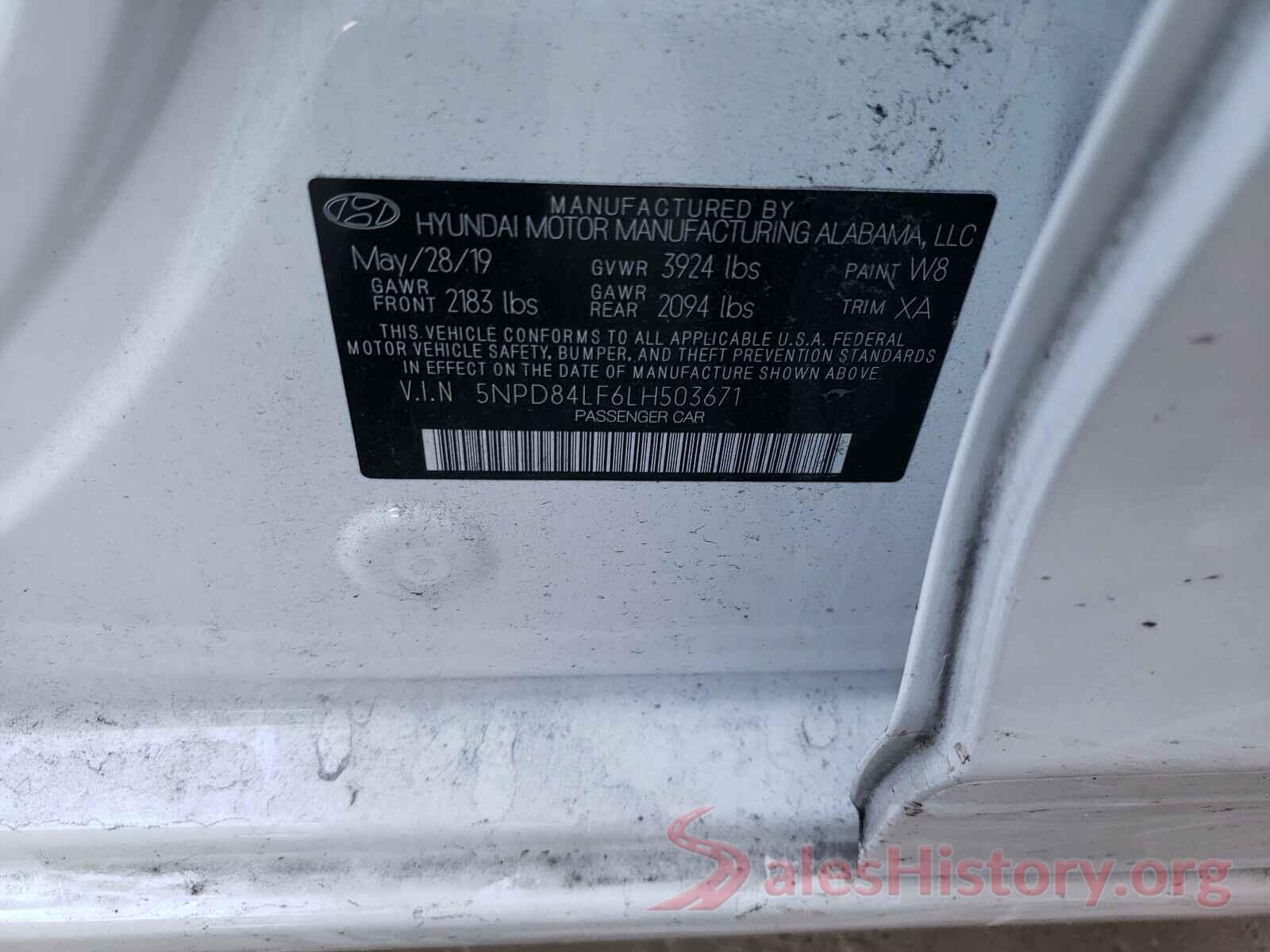 5NPD84LF6LH503671 2020 HYUNDAI ELANTRA