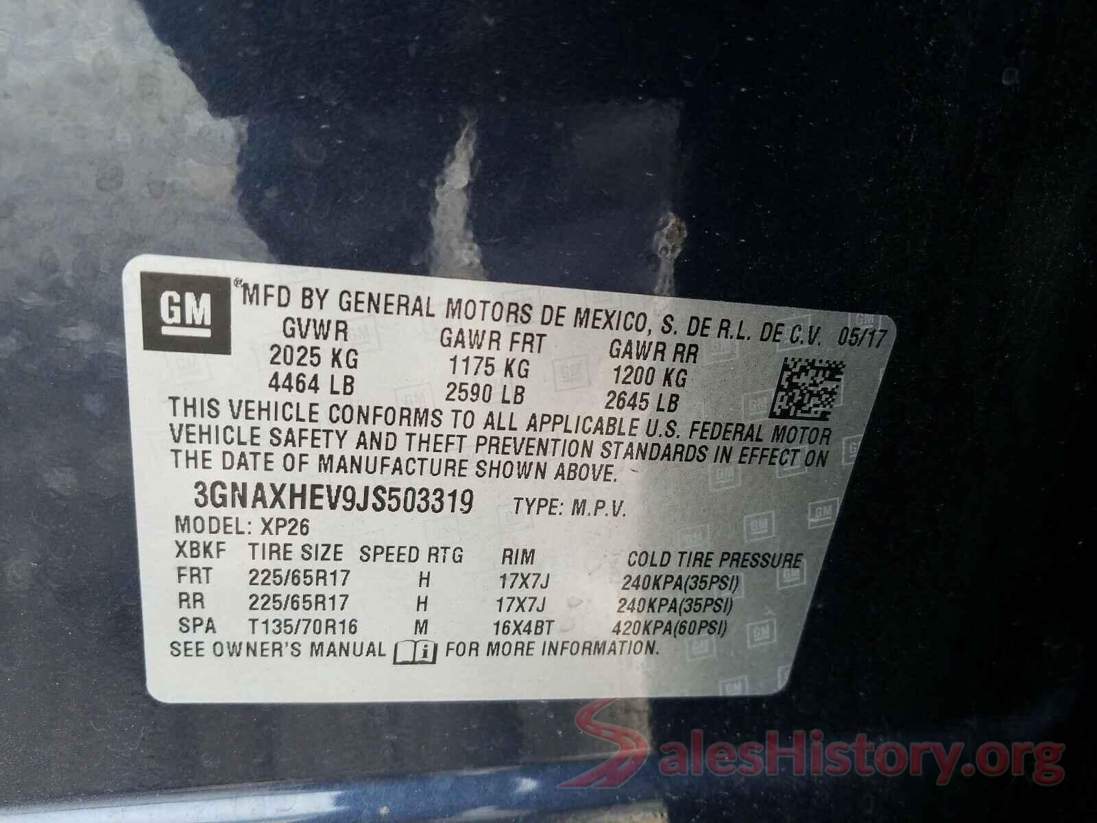 3GNAXHEV9JS503319 2018 CHEVROLET EQUINOX