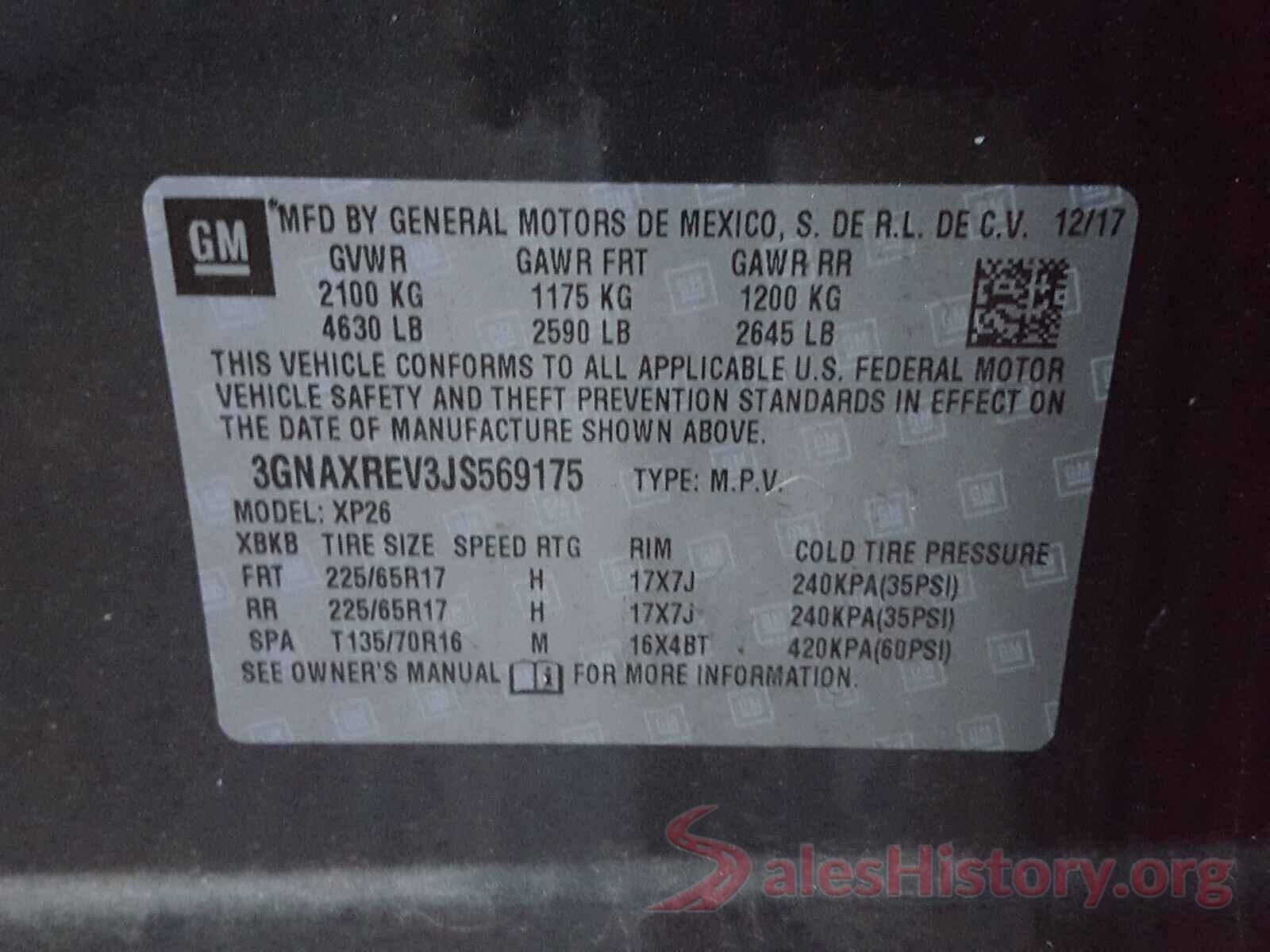 3GNAXREV3JS569175 2018 CHEVROLET EQUINOX