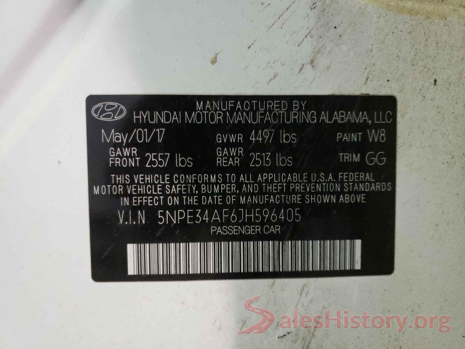 5NPE34AF6JH596405 2018 HYUNDAI SONATA