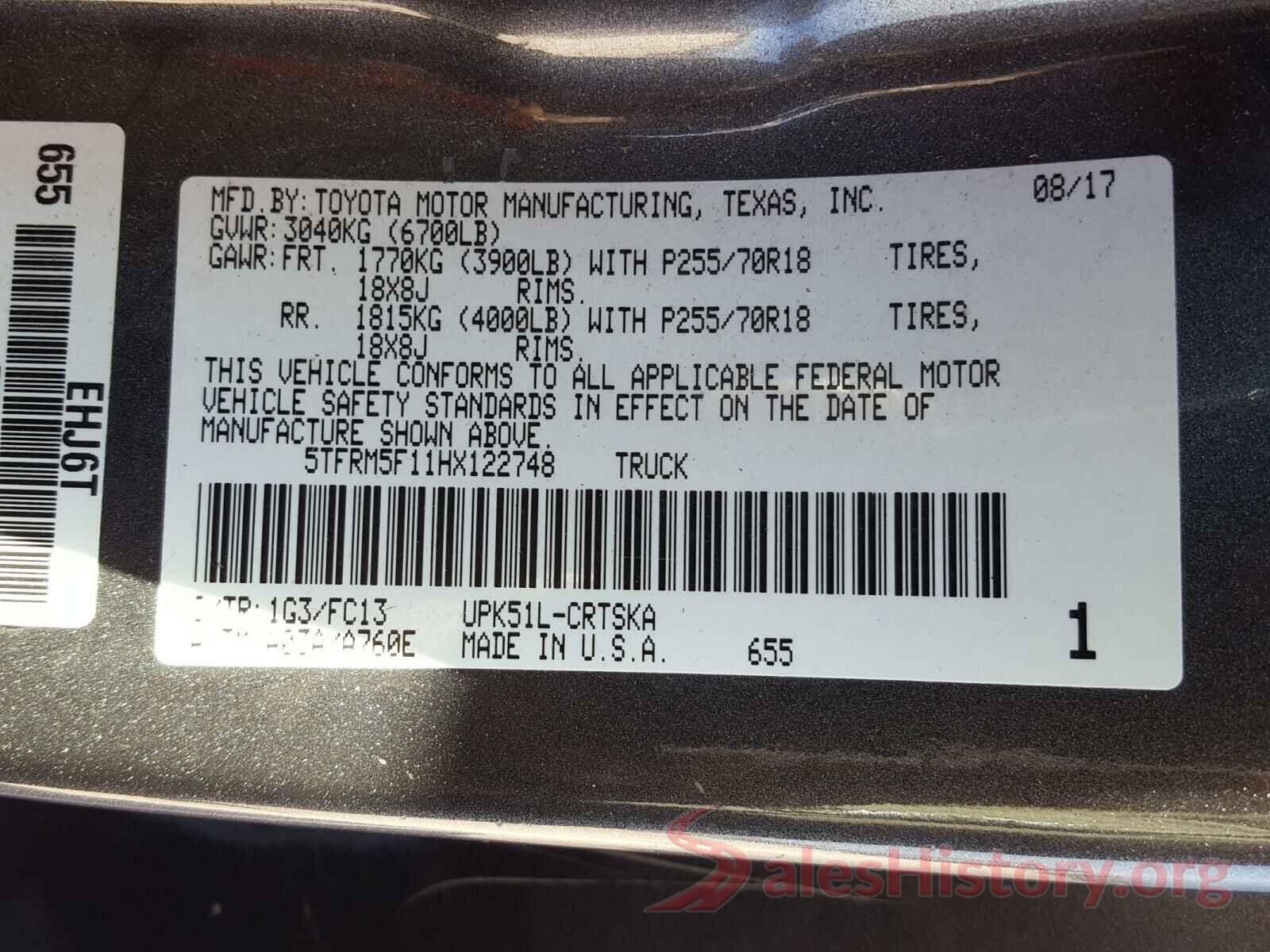 5TFRM5F11HX122748 2017 TOYOTA TUNDRA