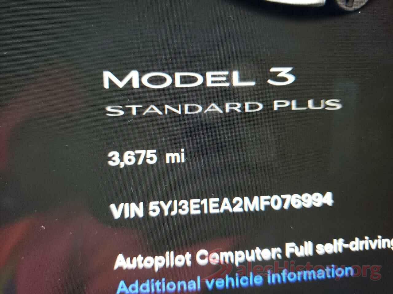 5YJ3E1EA2MF076994 2021 TESLA MODEL 3