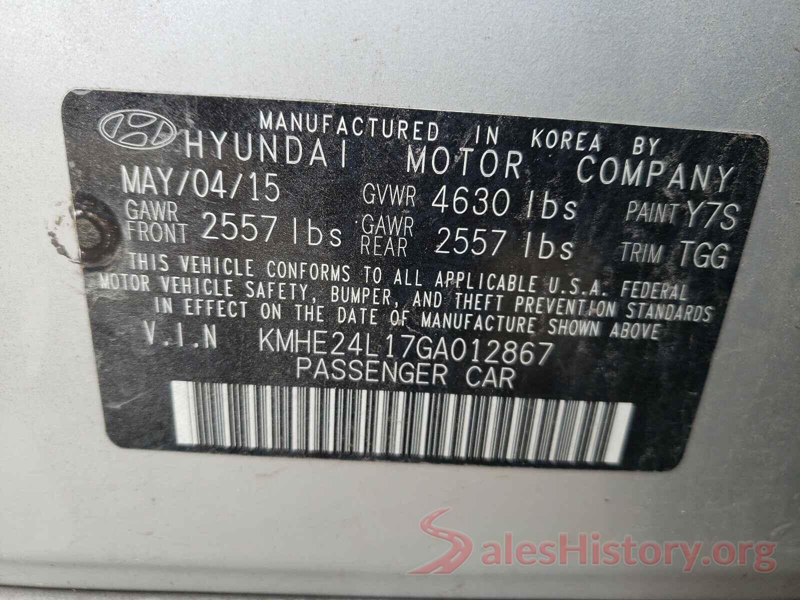 KMHE24L17GA012867 2016 HYUNDAI SONATA