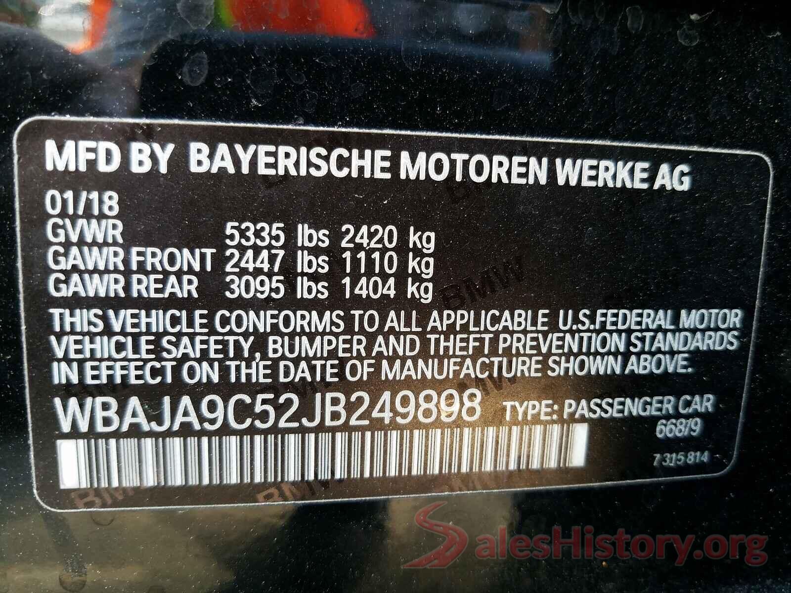 WBAJA9C52JB249898 2018 BMW 5 SERIES