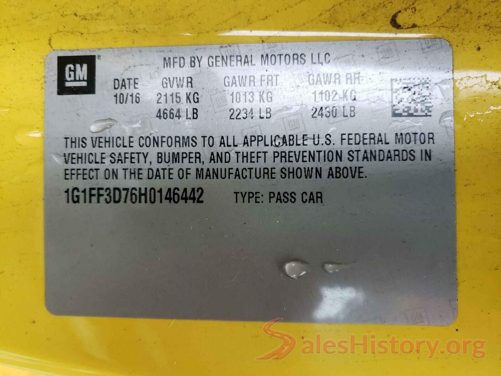 1G1FF3D76H0146442 2017 CHEVROLET CAMARO