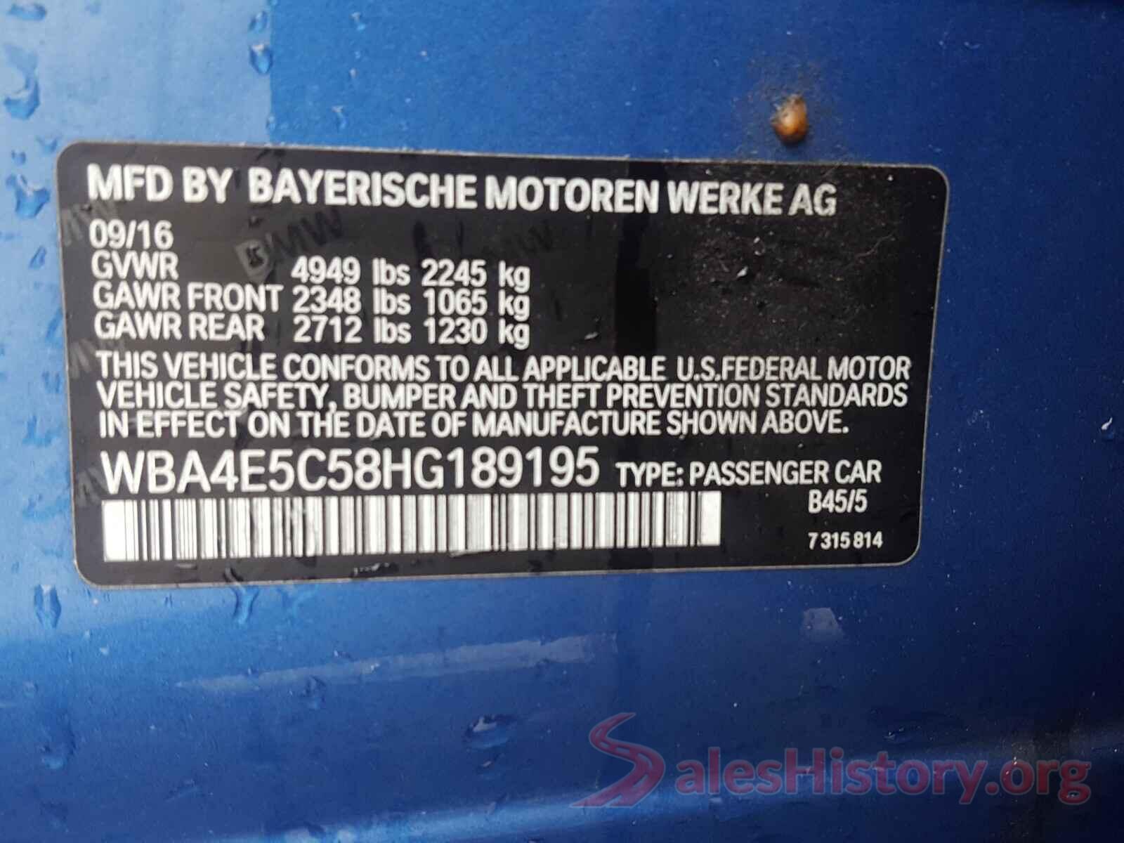 WBA4E5C58HG189195 2017 BMW 4 SERIES