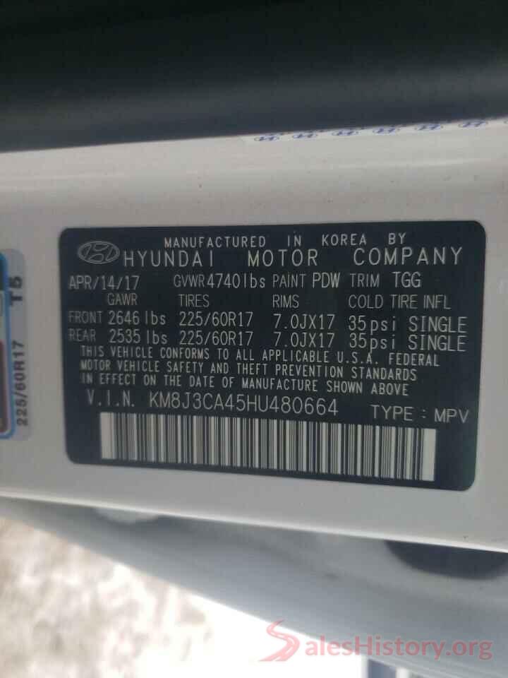 KM8J3CA45HU480664 2017 HYUNDAI TUCSON