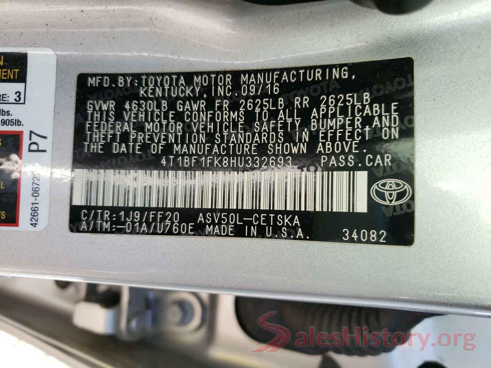 4T1BF1FK8HU332693 2017 TOYOTA CAMRY