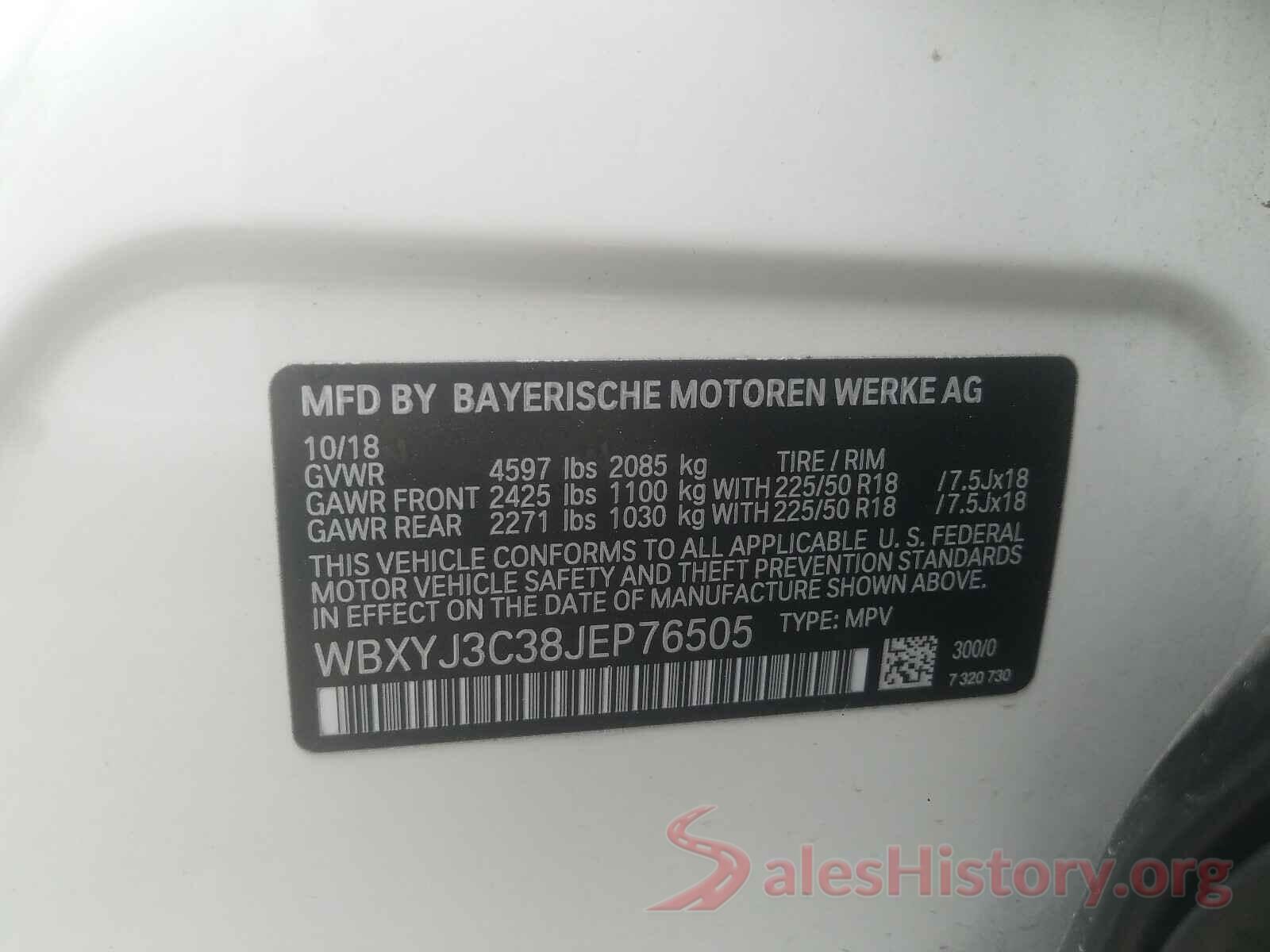 WBXYJ3C38JEP76505 2018 BMW X2