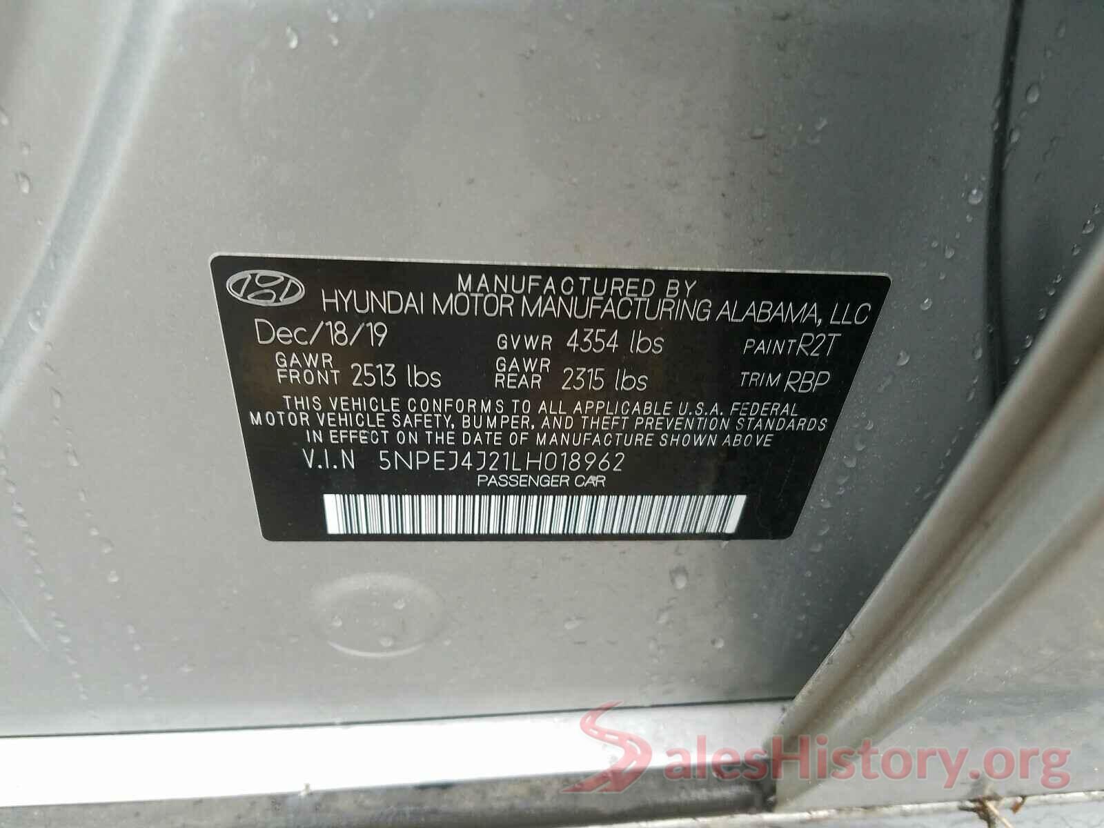 5NPEJ4J21LH018962 2020 HYUNDAI SONATA