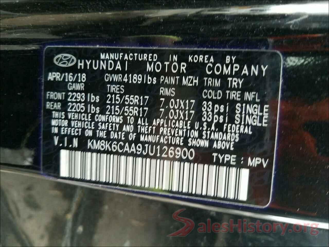 KM8K6CAA9JU126900 2018 HYUNDAI KONA