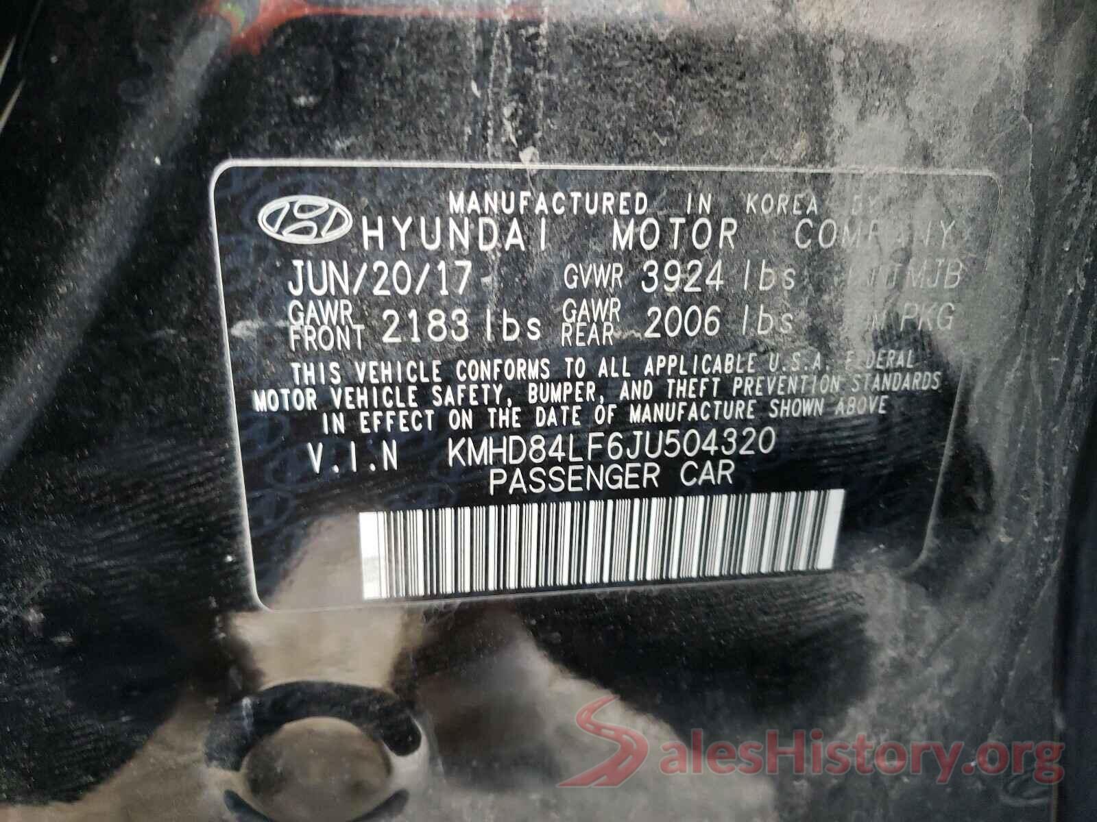 KMHD84LF6JU504320 2018 HYUNDAI ELANTRA