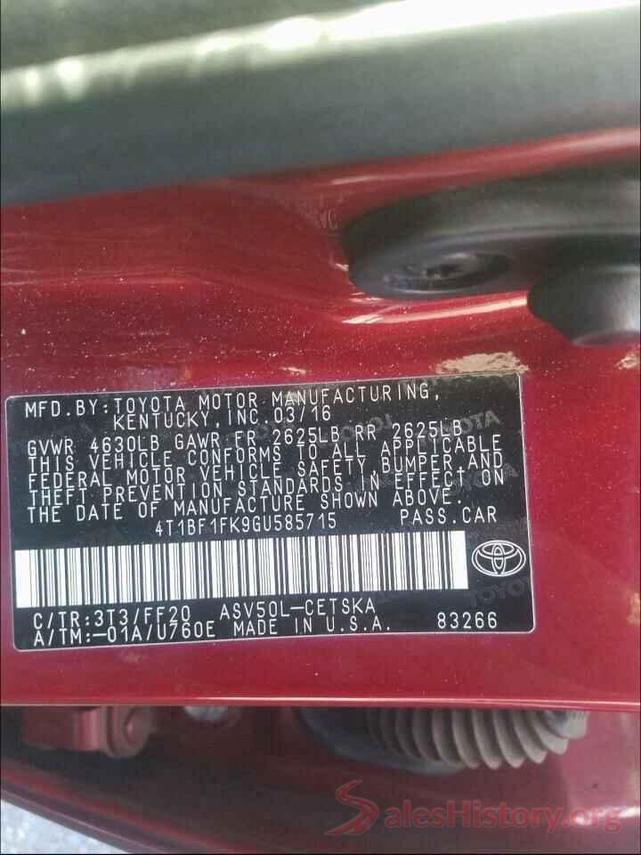 4T1BF1FK9GU585715 2016 TOYOTA CAMRY