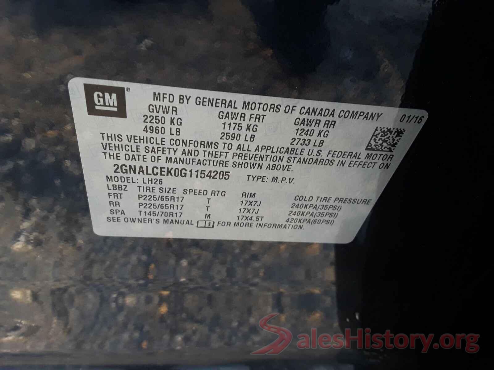 2GNALCEK0G1154205 2016 CHEVROLET EQUINOX