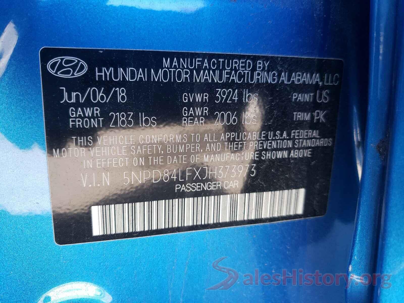 5NPD84LFXJH373973 2018 HYUNDAI ELANTRA