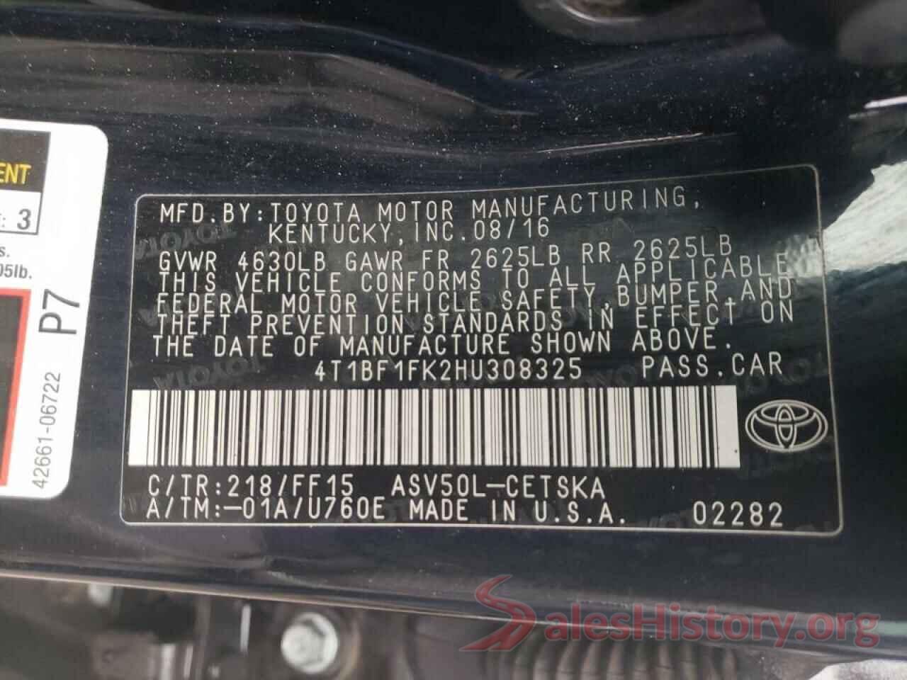 4T1BF1FK2HU308325 2017 TOYOTA CAMRY