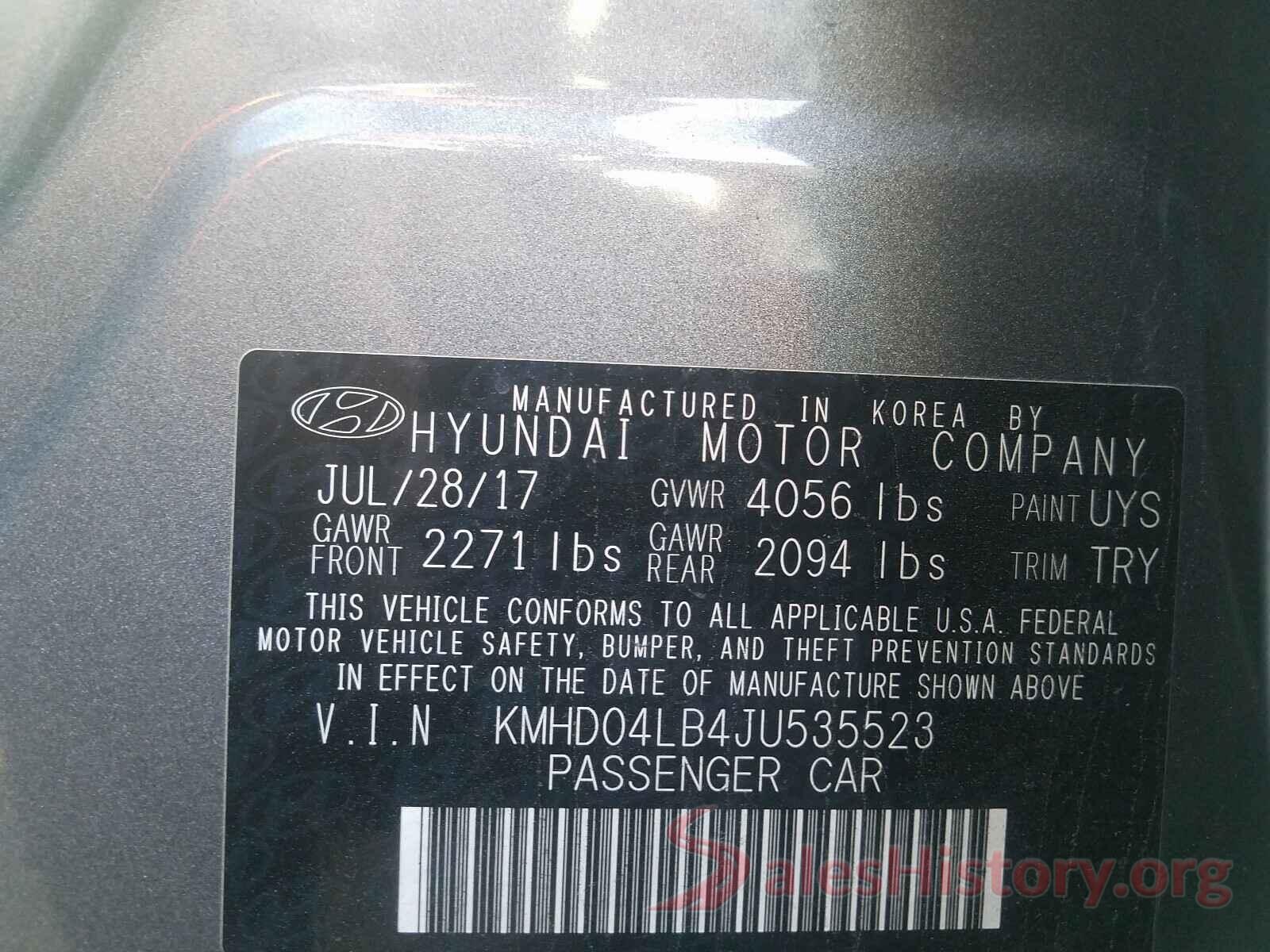 KMHD04LB4JU535523 2018 HYUNDAI ELANTRA