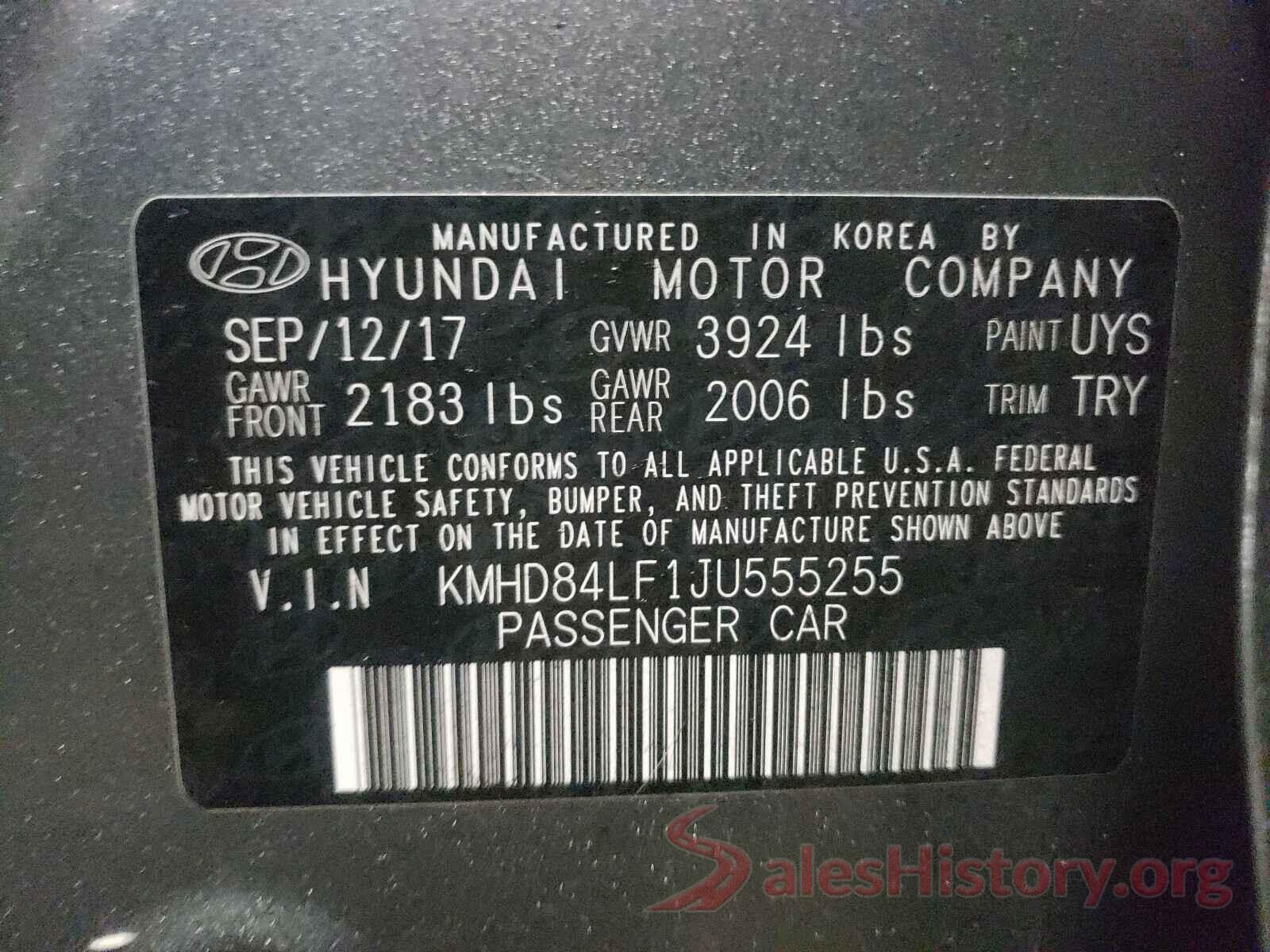 KMHD84LF1JU555255 2018 HYUNDAI ELANTRA