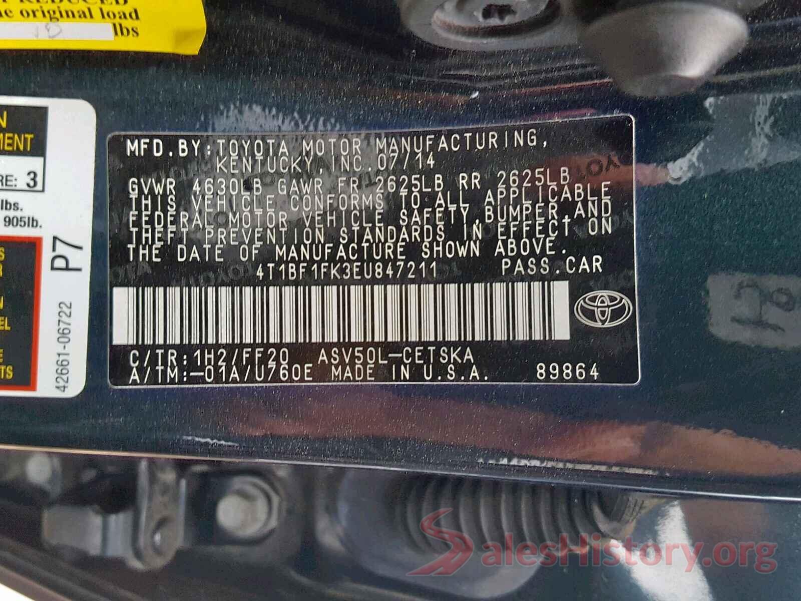 4T1BF1FK3EU847211 2014 TOYOTA CAMRY