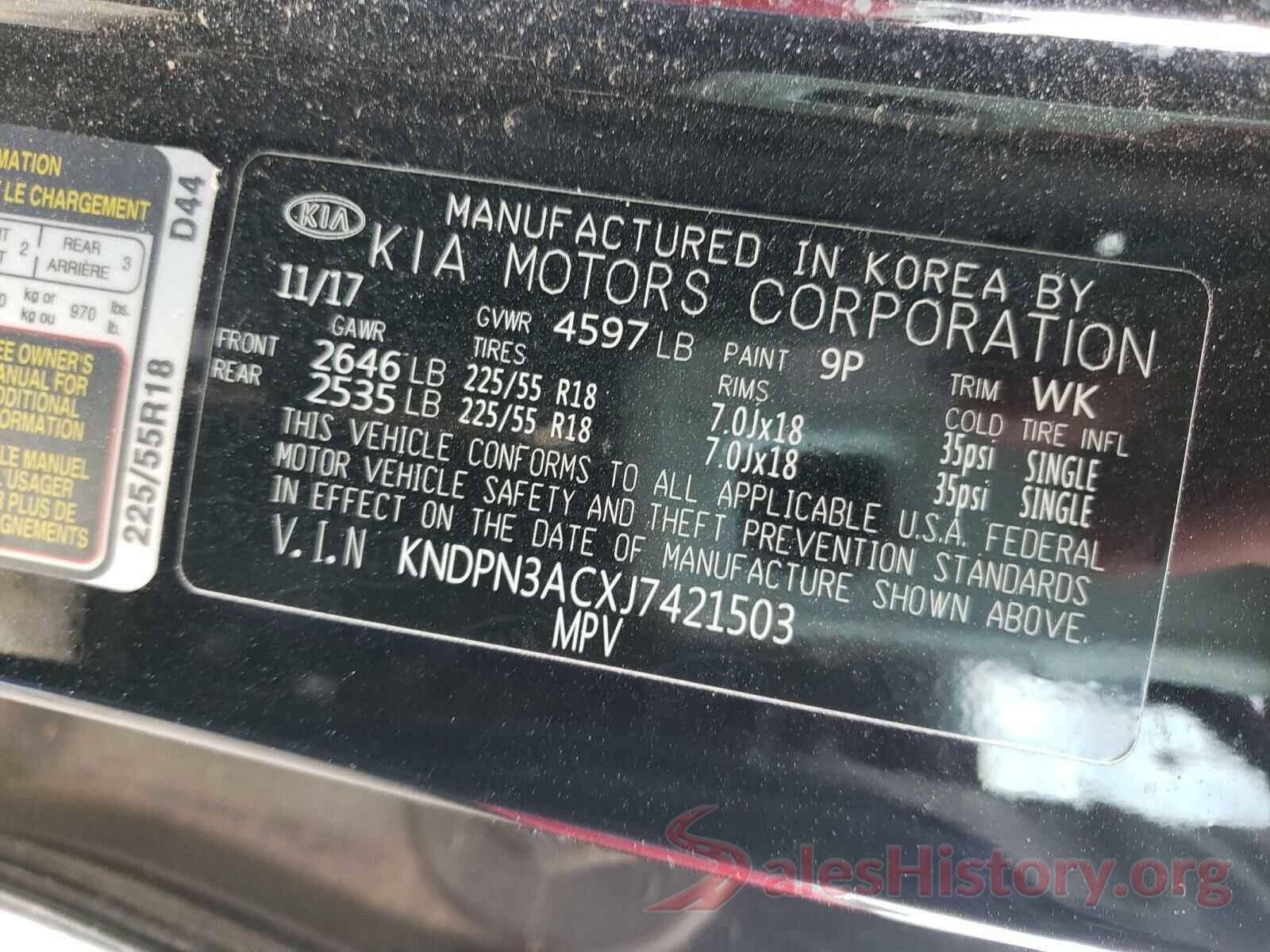 KNDPN3ACXJ7421503 2018 KIA SPORTAGE