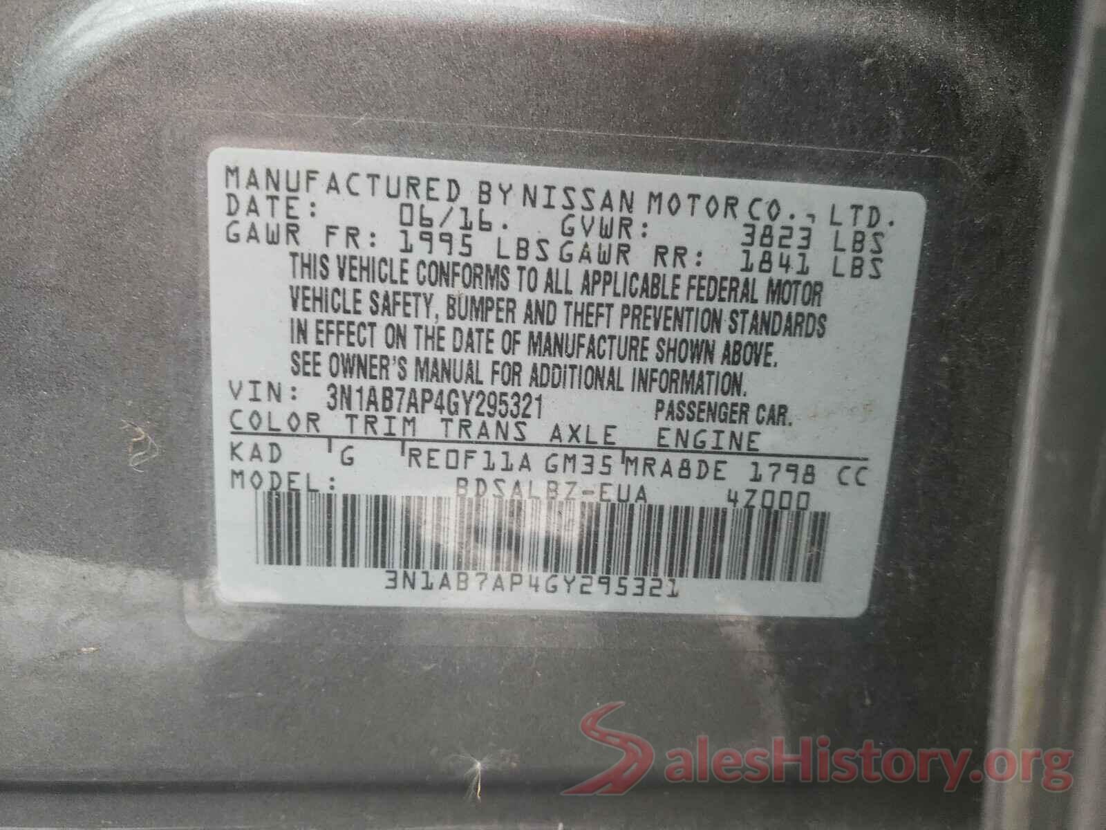 3N1AB7AP4GY295321 2016 NISSAN SENTRA