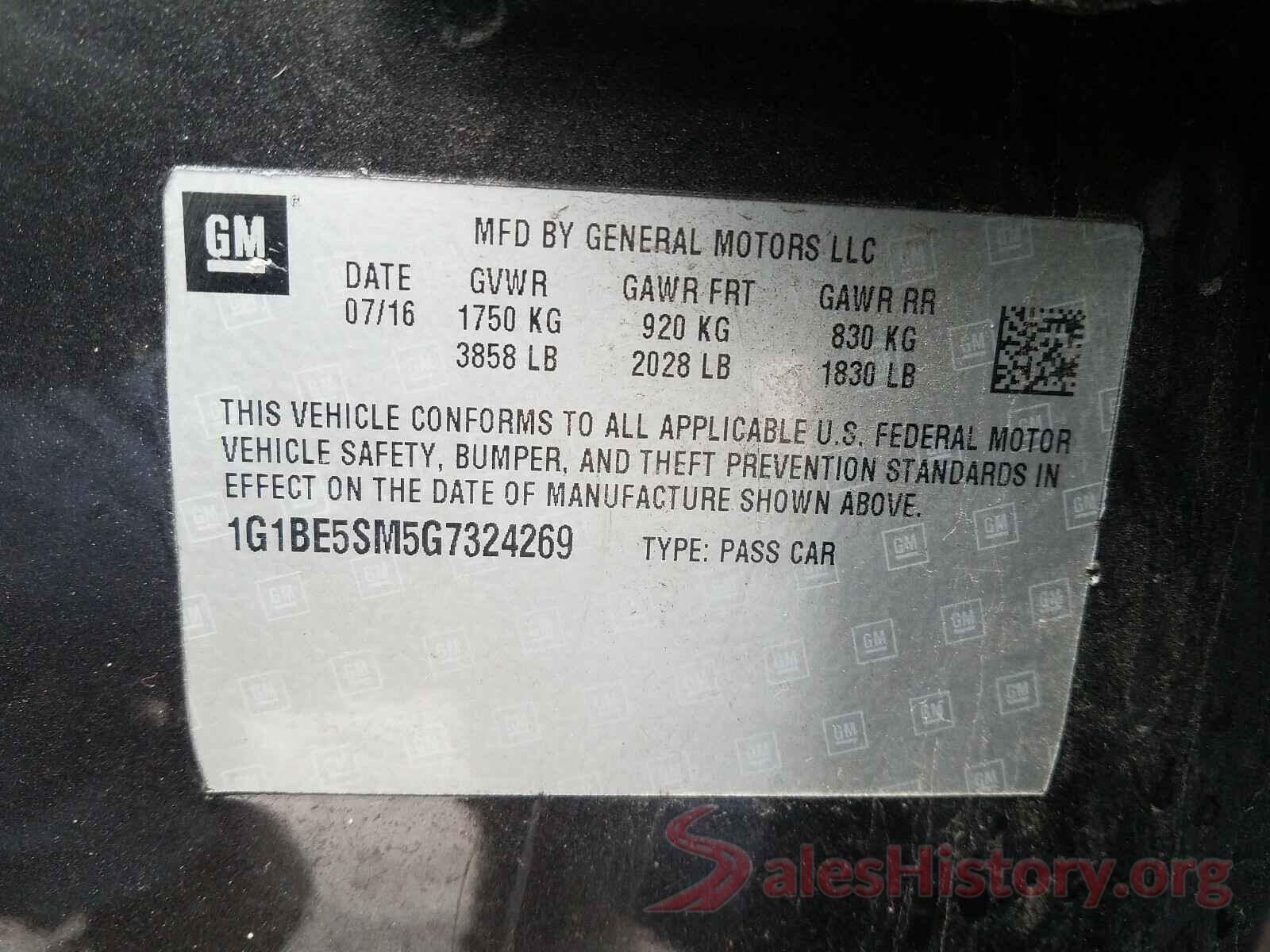 1G1BE5SM5G7324269 2016 CHEVROLET CRUZE