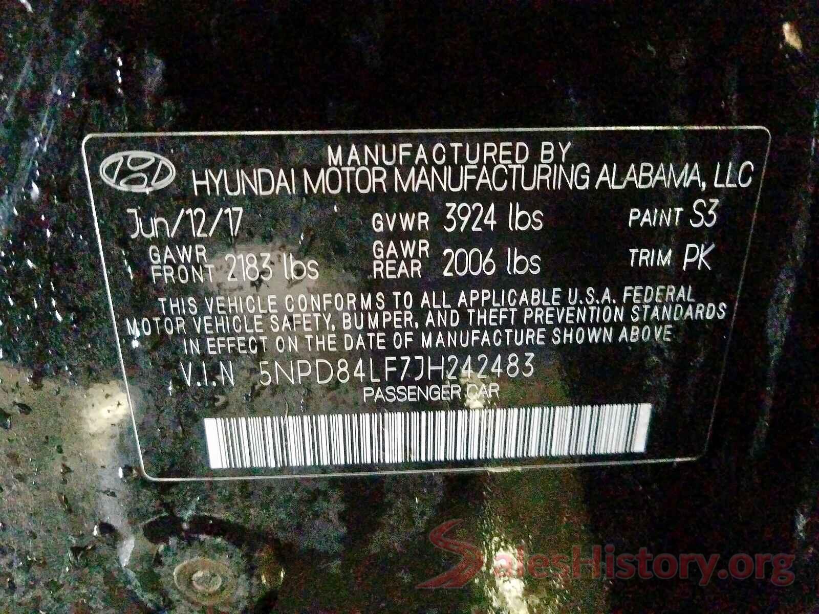 5NPD84LF7JH242483 2018 HYUNDAI ELANTRA