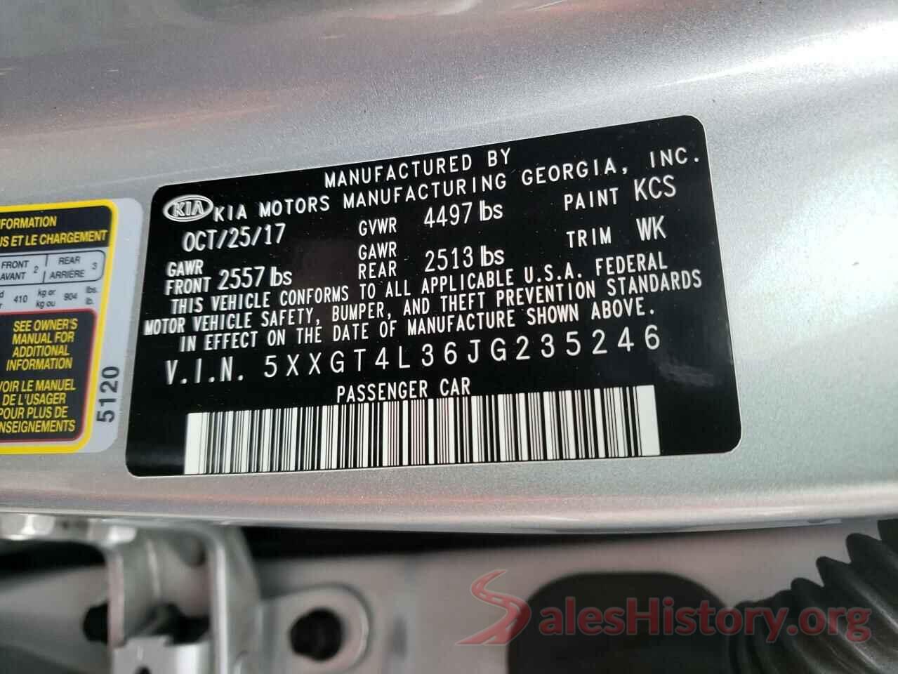 5XXGT4L36JG235246 2018 KIA OPTIMA