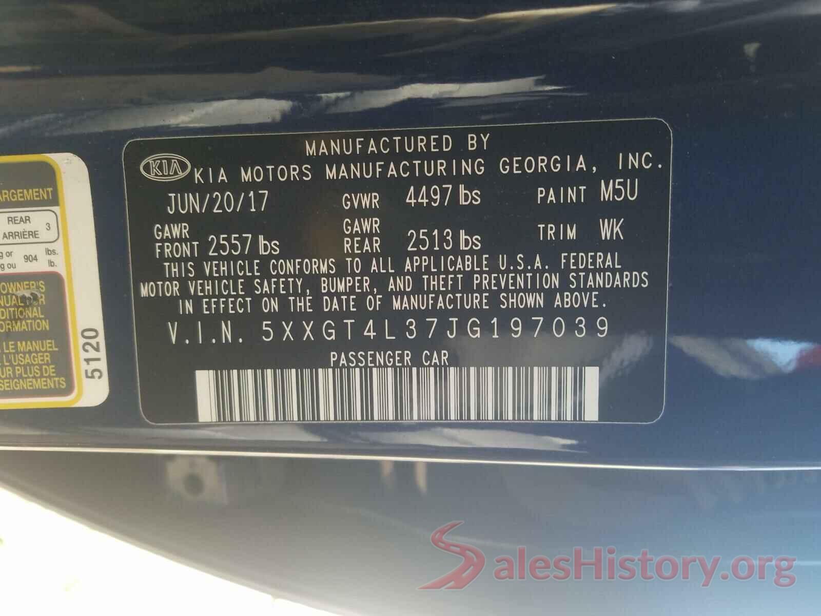 5XXGT4L37JG197039 2018 KIA OPTIMA