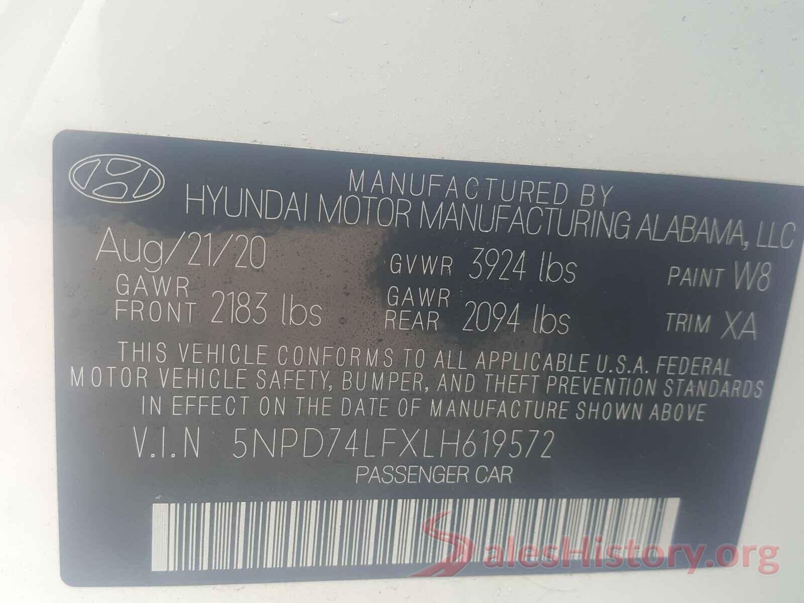 5NPD74LFXLH619572 2020 HYUNDAI ELANTRA