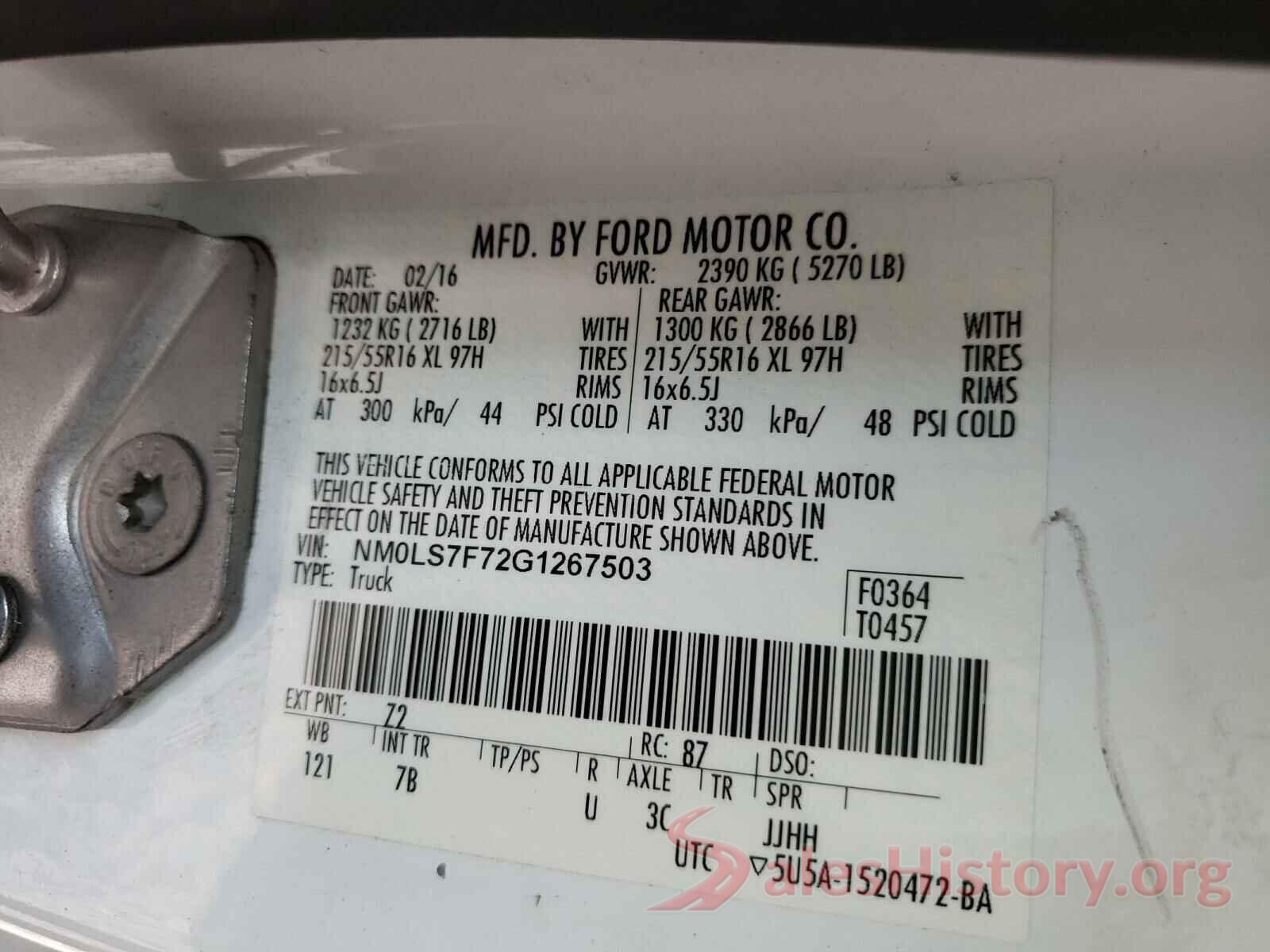 NM0LS7F72G1267503 2016 FORD TRANSIT CO