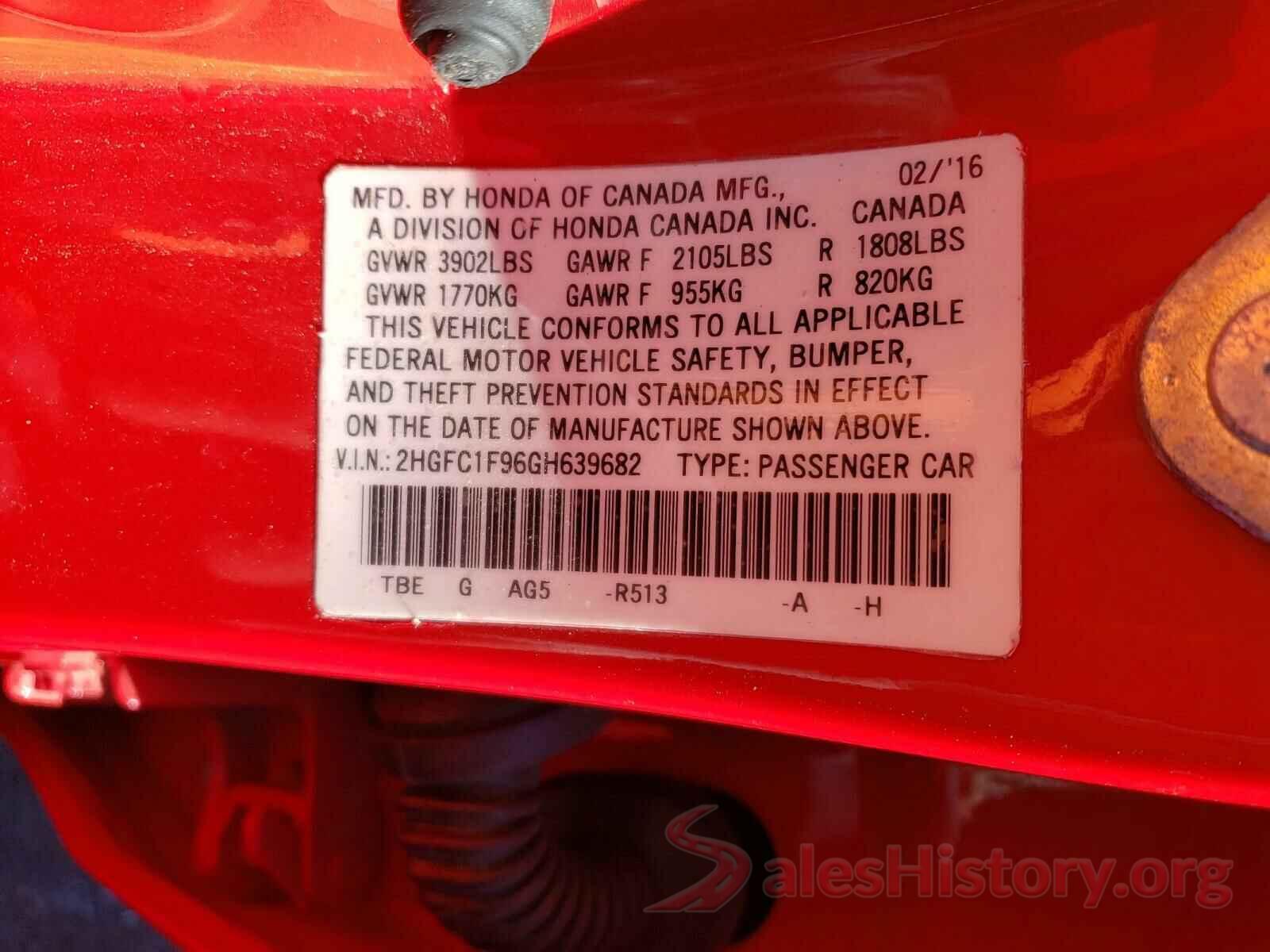 2HGFC1F96GH639682 2016 HONDA CIVIC