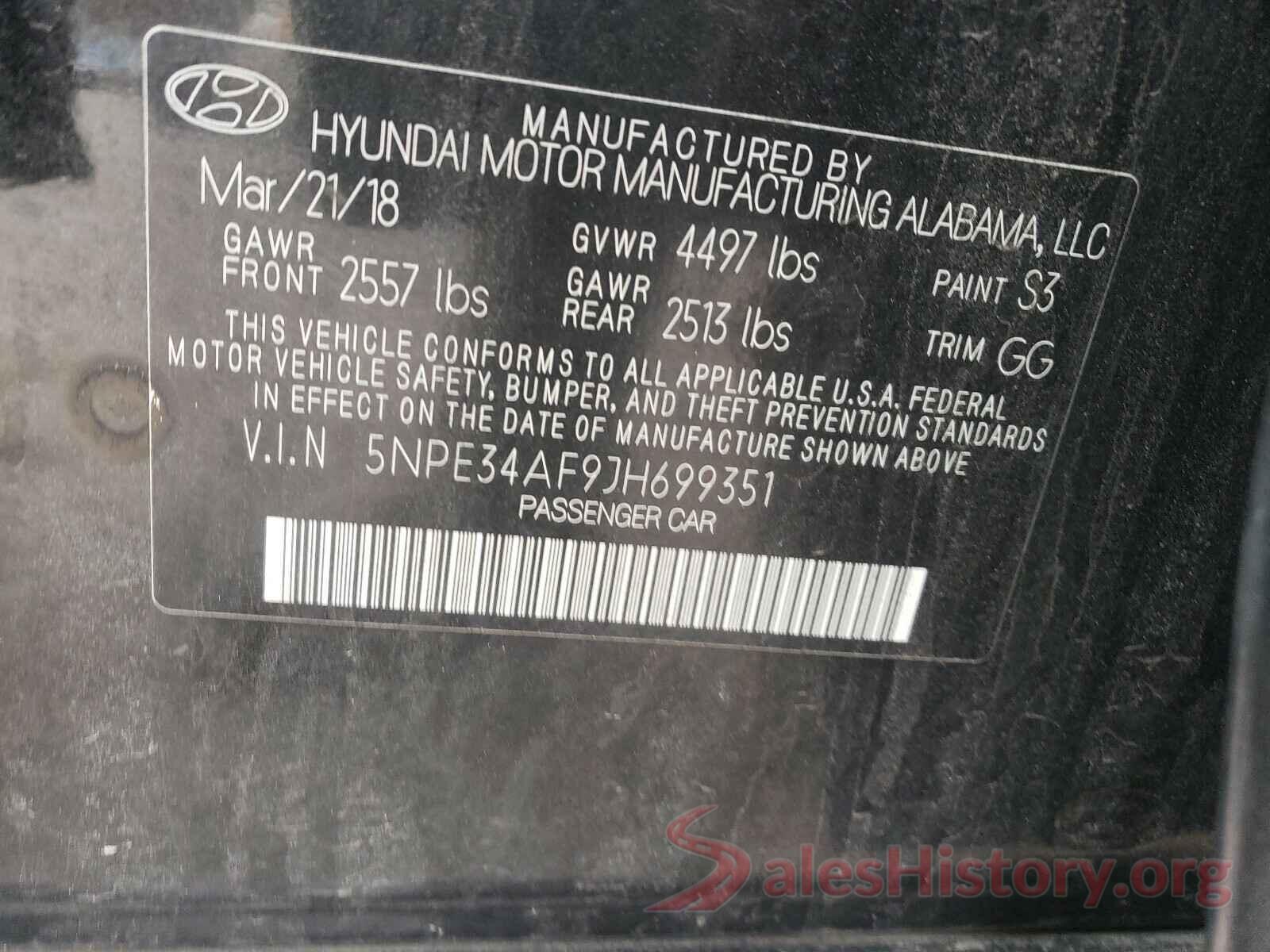 5NPE34AF9JH699351 2018 HYUNDAI SONATA