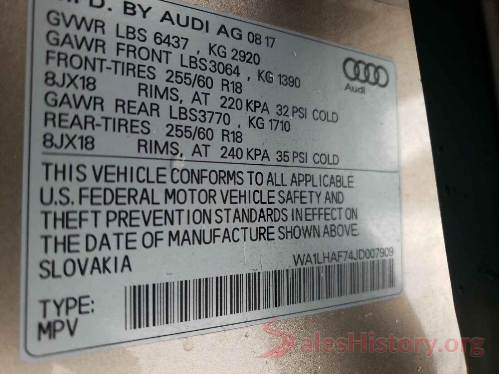 WA1LHAF74JD007909 2018 AUDI Q7