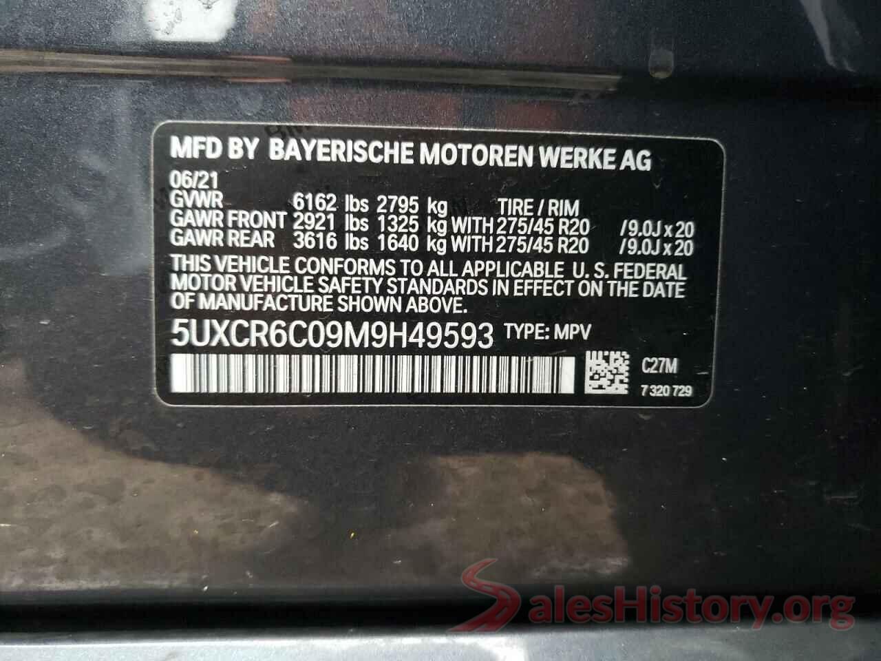 5UXCR6C09M9H49593 2021 BMW X5