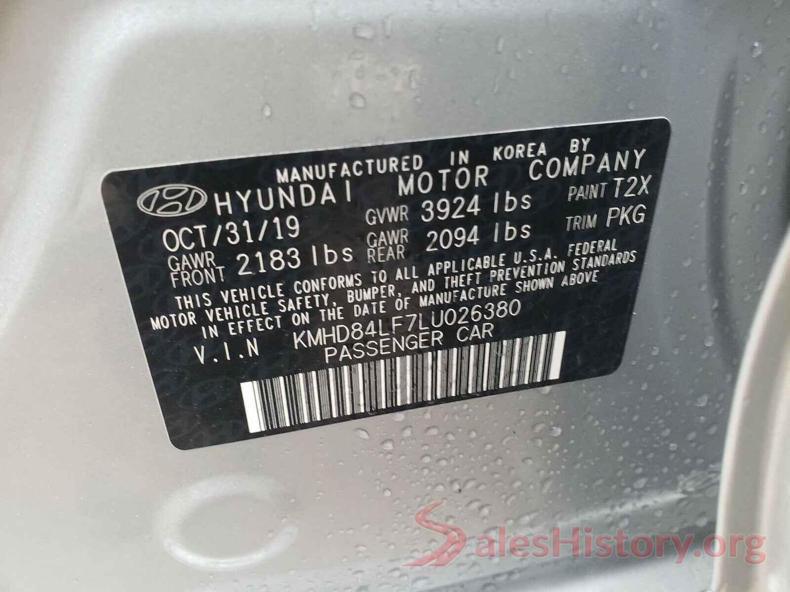 KMHD84LF7LU026380 2020 HYUNDAI ELANTRA