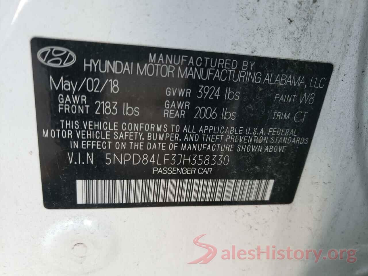 5NPD84LF3JH358330 2018 HYUNDAI ELANTRA