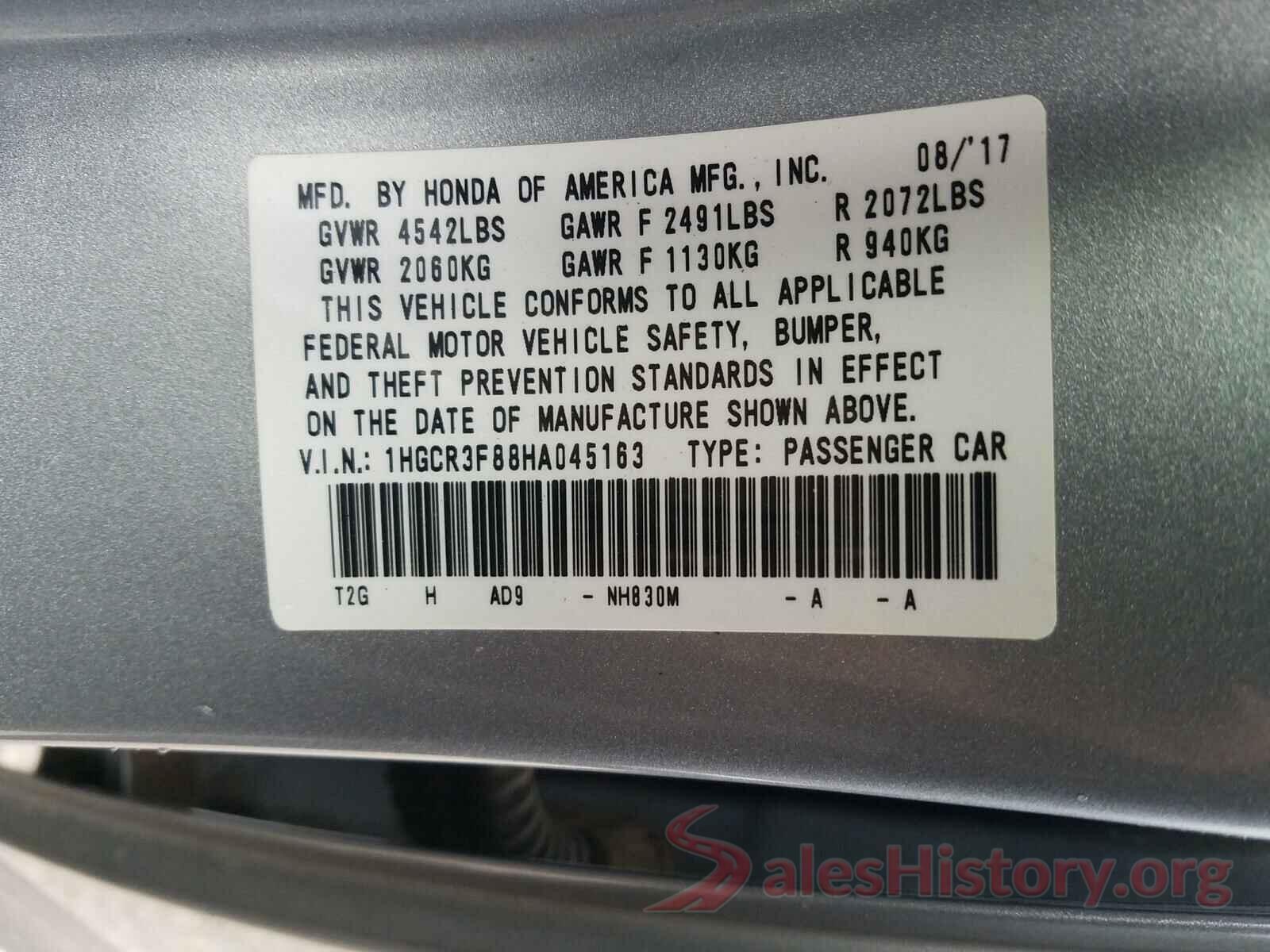 1HGCR3F88HA045163 2017 HONDA ACCORD